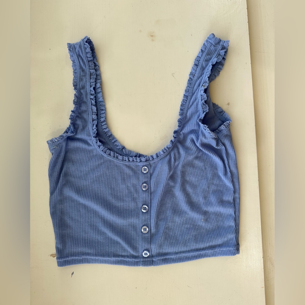 Me to We blue crop top